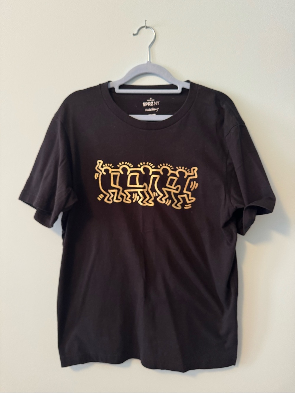 Uniqlo SPRZNY Keith Haring Black Tee with Gold Design